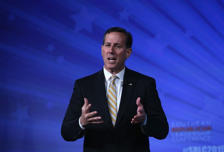 Former U.S. Sen. Rick Santorum speaks during the 2015 Southern Republican Leadership Conference May 21, 2015 in Oklahoma City. (Photo by Alex Wong/Getty Images)