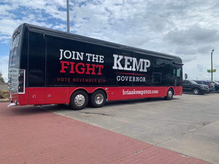 Georgia Gov. Brian Kemp is traveling through South Georgia to meet with rural voters.