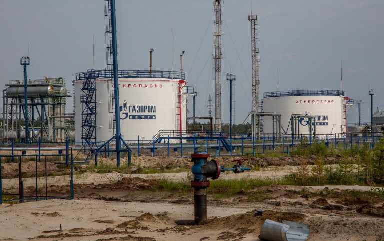 Russia's Gazprom reported Saturday that daily supplies of natural gas being exported into Western Europe are soaring to record levels due to the cold, pumping 615.5 million cubic meters of natural gas to countries outside of the borders of the former Soviet Union on Jan. 6. (AP Photo/Petr Shelomovskiy)