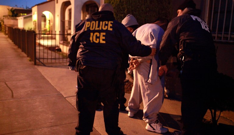 UC Berkeley students are upset by an alleged Immigration and Customs Enforcement raid where the agent dressed undercover as an Amazon delivery man. (AP Photo/Jae C. Hong)
