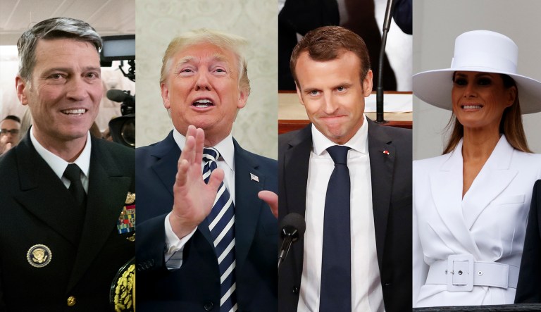 Ronny Jackson, Donald Trump, Emmanuel Macron, Melania Trump