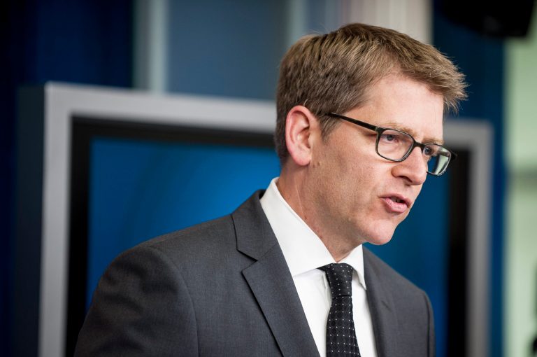 White House Press Secretary Jay Carney briefs the press at the White House on April 14, 2014 in Washington. (Photo by Pete Marovich/Getty Images)