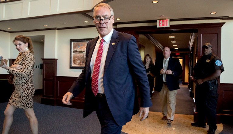 Interior Secretary Ryan Zinke is currently under investigation by the department's inspector general for mixing business and political travel. (AP Photo/Andrew Harnik)