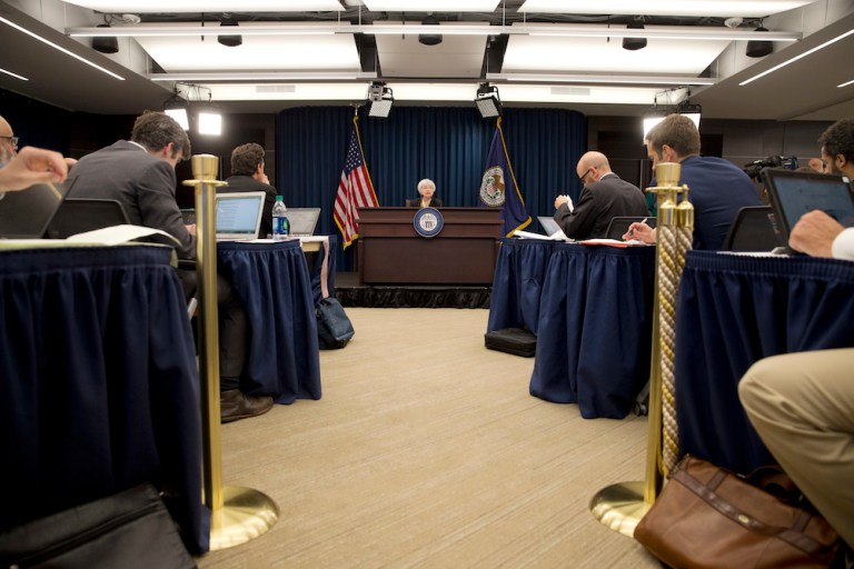 One official has a dramatically different perception about where interest rates should go than everyone else. (AP Photo/Jacquelyn Martin)