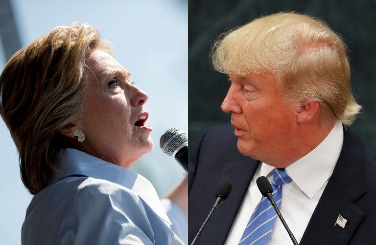 Donald Trump posted higher favorability numbers than rival Hillary Clinton with one week until the election. (AP Photos)