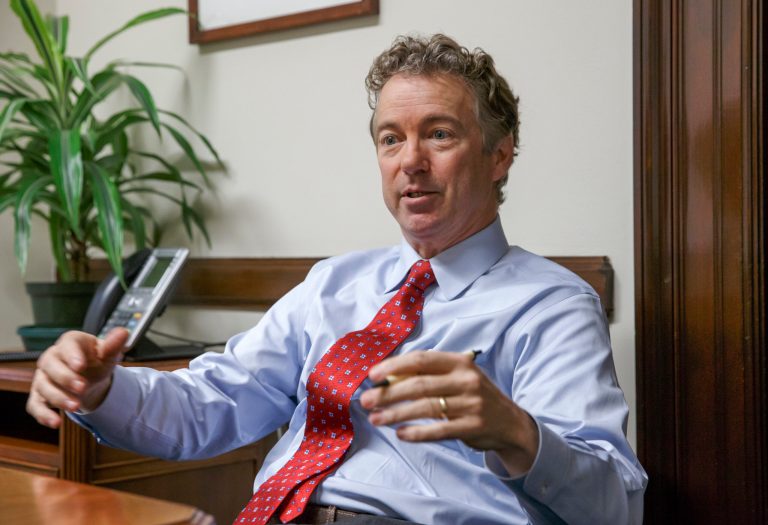 In this photo taken Feb. 10, 2015, Sen. Rand Paul, R-Ky. speaks in his office on Capitol Hill in Washington. (AP Photo/J. Scott Applewhite)