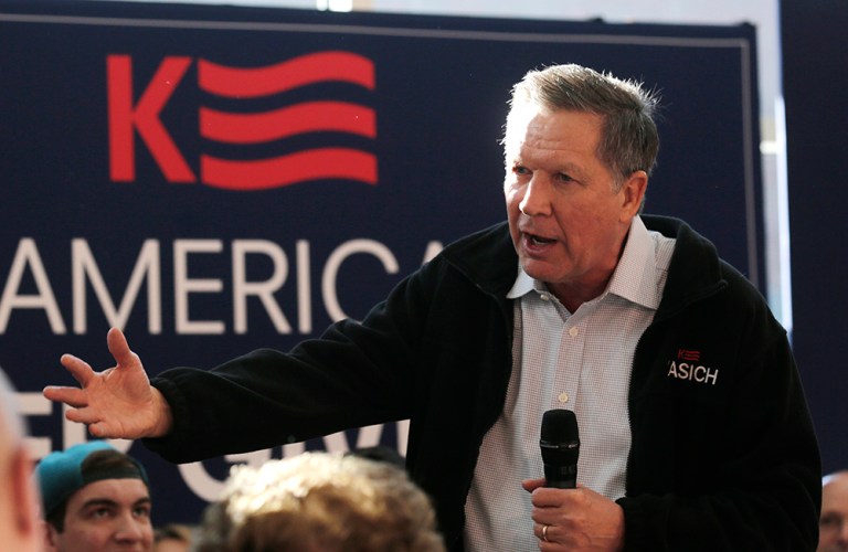 Polls in the state suggest that Trump is well ahead in first place, but that Kasich has a chance to come in a distant second. (AP File Photo/Charles Krupa)