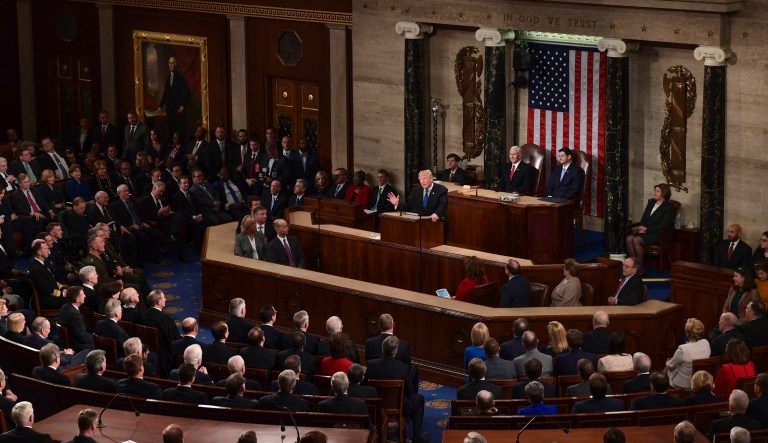 During the State of the Union address, Democratic lawmakers booed twice when President Trump mentioned his preferred policy on family-based chain migration. (AP Photo/Susan Walsh)