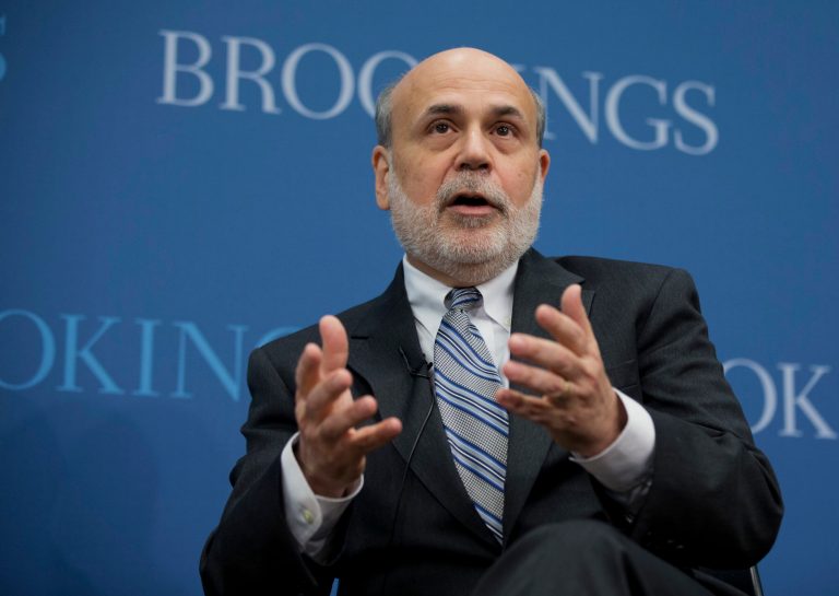 Ben Bernanke's first stop after an eight-year tenure as chairman of the Federal Reserve will be the Brookings Institution, the D.C. think tank announced Monday morning. (AP Photo)