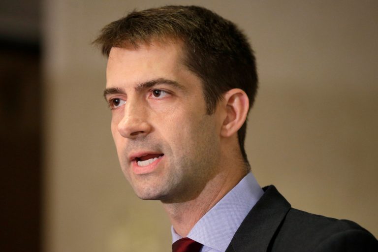 Republican Congressman Tom Cotton speaks to members of the Arkansas Farm Bureau at a candidate forum in North Little Rock, Ark., Tuesday, April 22, 2014. Cotton is challenging Democrat U.S. Sen. Mark Pryor. Neither faces opposition in their respective primaries on May 20. (AP Photo/Danny Johnston)