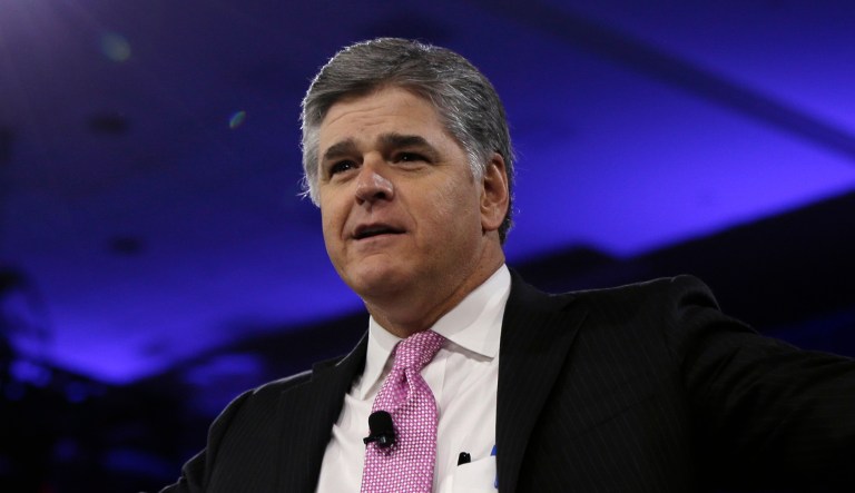 Fox News host Sean Hannity on Tuesday pointed out inconsistencies in Roy Moore's response to mounting allegations of sexual misconduct against the Republican Alabama Senate candidate. Hannity urged Moore to clear up those inconsistencies, or else drop out of the race. (AP Photo/Carolyn Kaster)