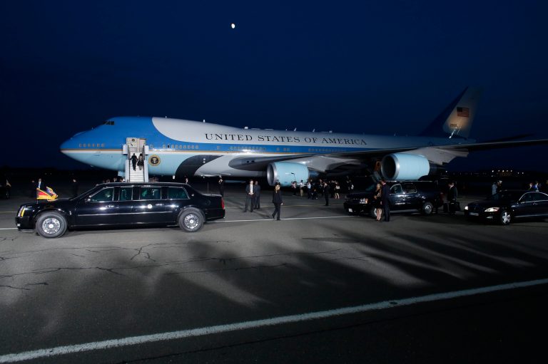 Markus Schreiber/AP 
President Obama made an unannounced and off-the-record visit to reporters traveling back to Europe aboard Air Force One.