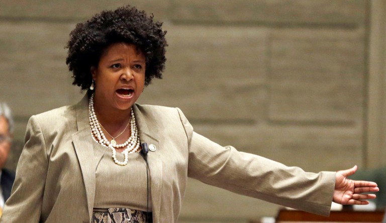 Maria Chappelle-Nadal, the Democratic Missouri lawmaker who said on social media she hoped President Trump would be assassinated, was publicly censured by the state's Republican-led Senate Wednesday. (AP Photo/Jeff Roberson, File)
