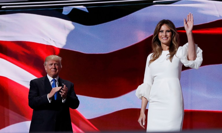 Melania Trump, wife of presumptive Republican nominee Donald Trump, wows the delegate at the Republican National Convention in Cleveland. (AP Photo/Carolyn Kaster)
