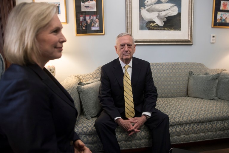 Sen. Kirsten Gillibrand, D-N.Y., praised Gen. Mattis after a meeting on Capitol Hill, but said, 