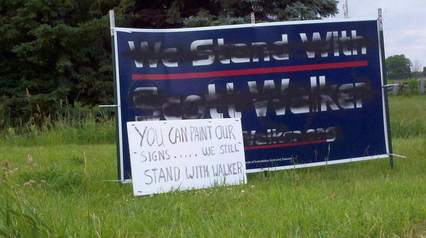 Photo: Vandalized Scott Walker sign in Wisconsin
