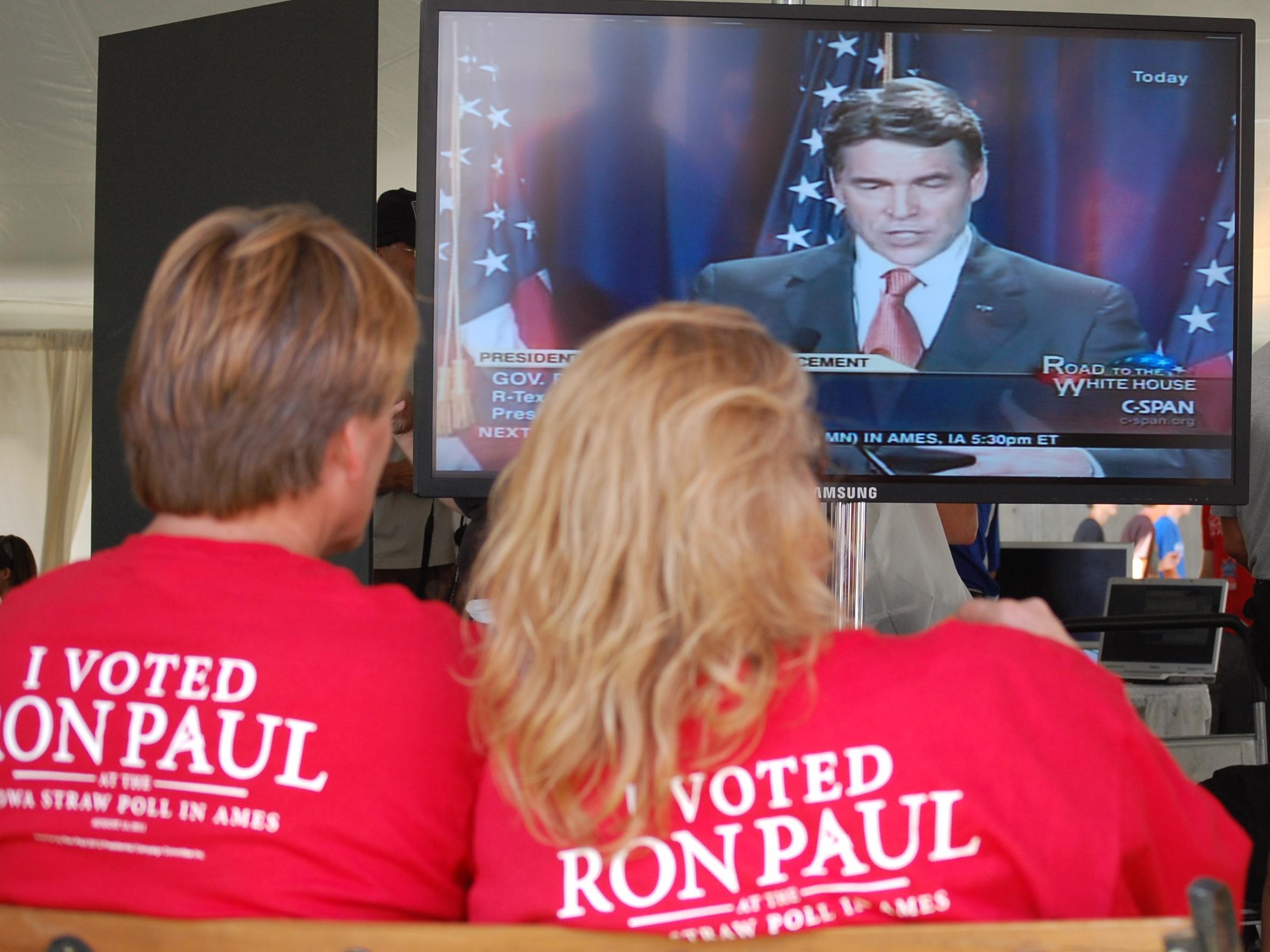 Perry speech broadcast at straw poll