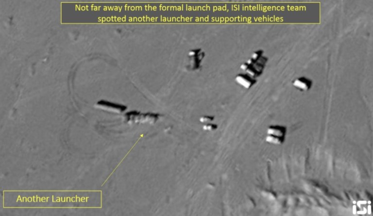 A launcher and supporting vehicles. (Satellite image courtesy of ImageSat International)