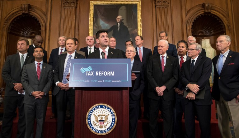 House Speaker Paul Ryan, R-Wis., talks about the Republicans' proposed rewrite of the tax code for individuals and corporations. President Trump and congressional Republicans are writing a far-reaching, $5.8 trillion plan they say would simplify the tax system and nearly double the standard deduction used by most people. (AP Photo/J. Scott Applewhite, File)