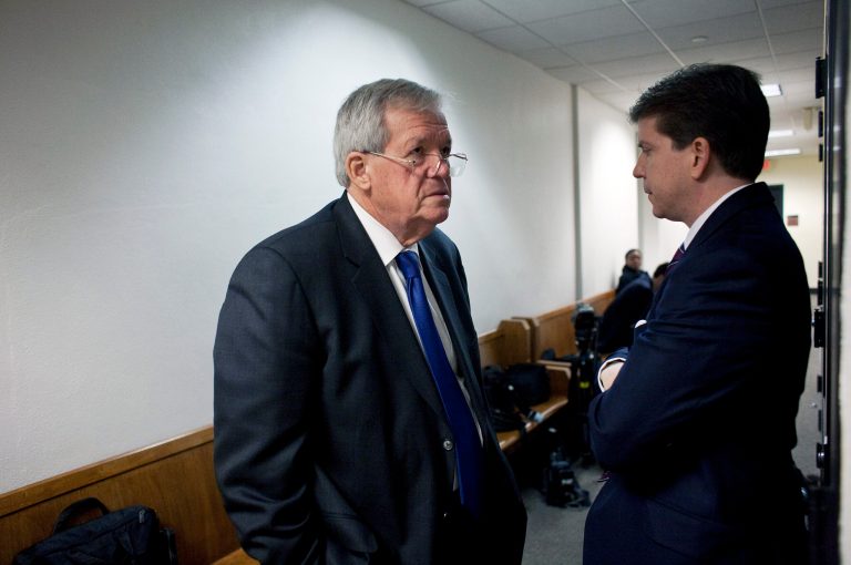 Former U.S. Speaker of the House Dennis Hastert waits outside the 250th district court at the Travis County Courthouse on Jan. 10, 2011 in Austin, Texas. (Photo by Ben Sklar/Getty Images File)