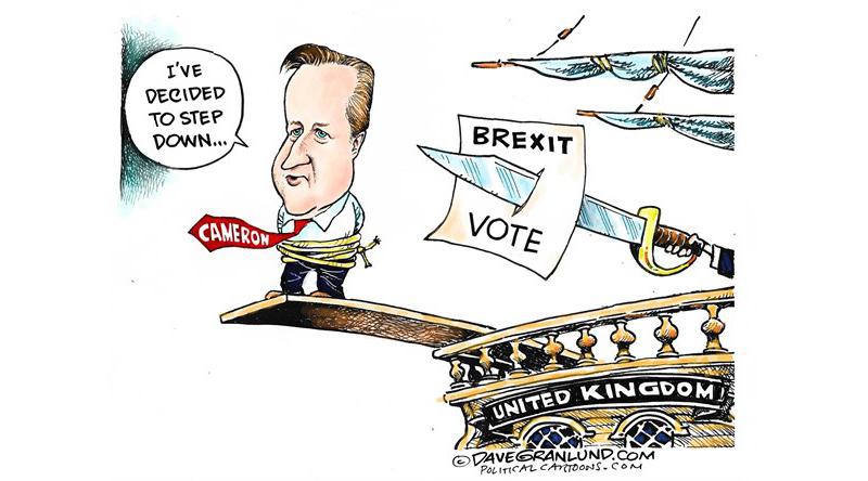 Editorial cartoon: David Cameron walks the plank