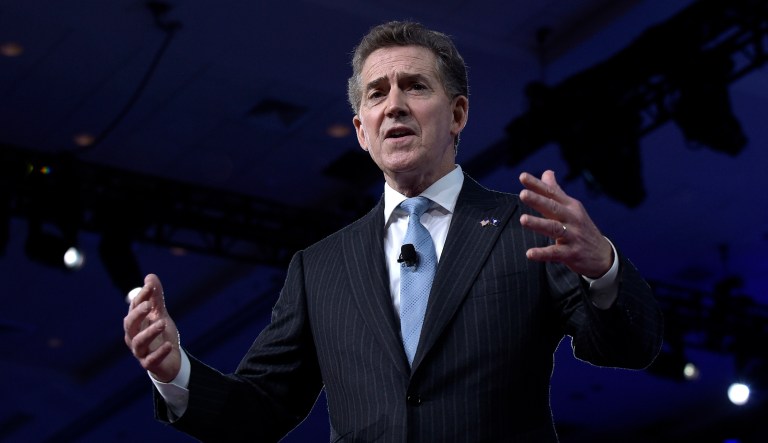 The Heritage Foundation has ousted Jim DeMint after a power struggle. The Washington nonprofit's board of trustees unanimously asked for and received the resignation of DeMint at a meeting Tuesday. (AP Photo/Susan Walsh, File)