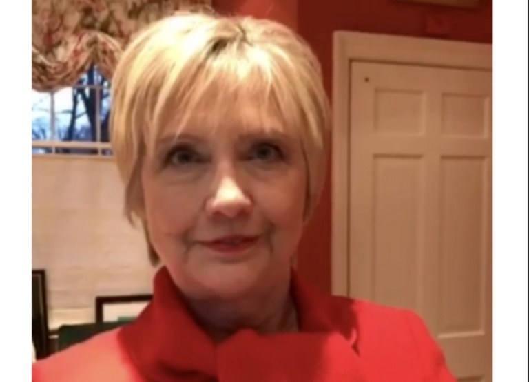 Sporting a new bob haircut and a red outfit, Clinton said in a brief message on Snapchat: 
