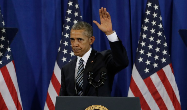 A majority if registered voters disapprove of the work President Obama has done for healthcare, immigration and fighting the Islamic State at the conclusion of his two terms in the Oval Office. (AP Photo/Chris O'Meara)