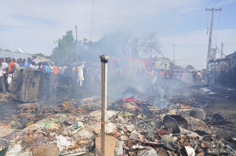 Civilian group: 56 dead in Nigeria market blast