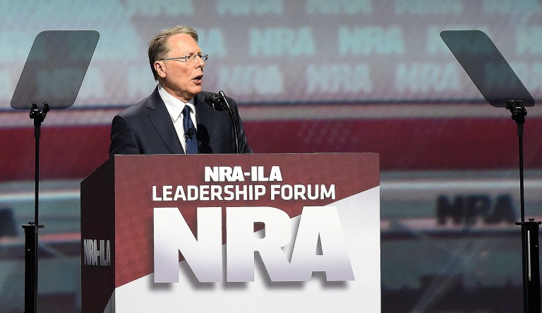 In this 2017 photo, National Rifle Association Executive Vice President Wayne LaPierre speaks during the National Rifle Association-ILA Leadership Forum. On Wednesday, the NRA said it would oppose legislation that would raise the age limit to purchase firearms. (AP Photo/Mike Stewart)