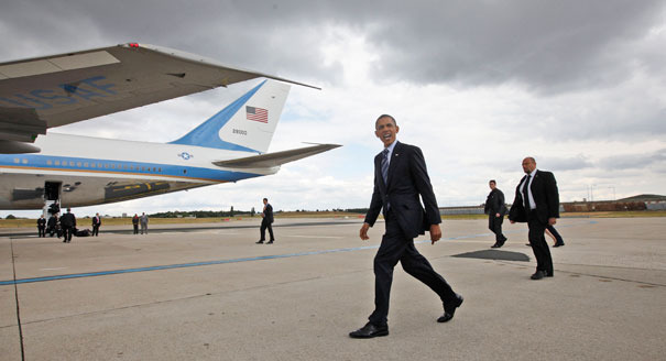 President Obama readies to board Air Force One. AP Photo