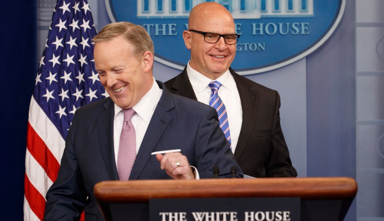 The White House announced that national security adviser H.R. McMaster would conduct the televised briefing hours earlier and press secretary Sean Spicer would, instead, speak to reporters off camera. (AP Photo/Evan Vucci)