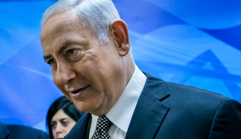 Police chiefs met Wednesday to discuss what they believe to be sufficient evidence to indict Benjamin Netanyahu for taking bribes. (Jim Hollander/Pool via AP)