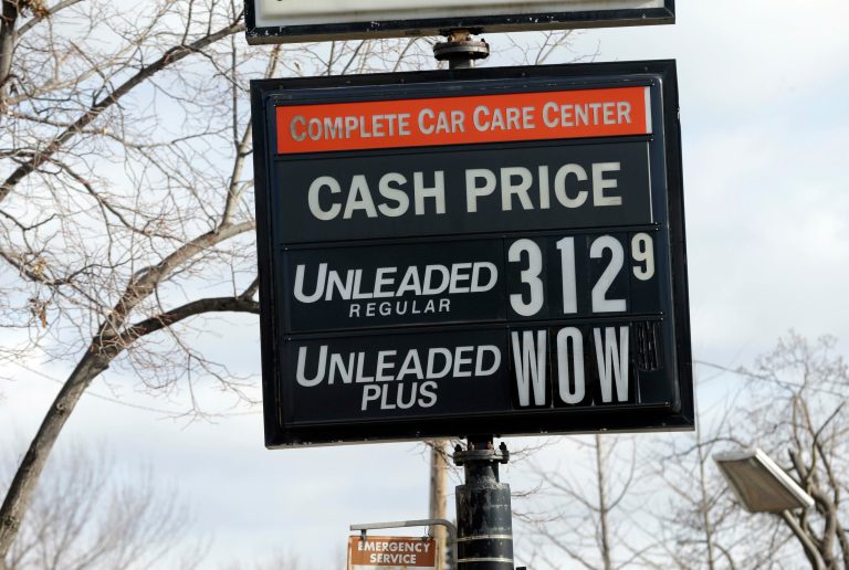 The average price of gasoline has tumbled 49 cents from their peak this year to $3.29 a gallon, putting shoppers on track to have the lowest prices at the pump since 2010, according to AAA. (AP Photo/Jim Mone)