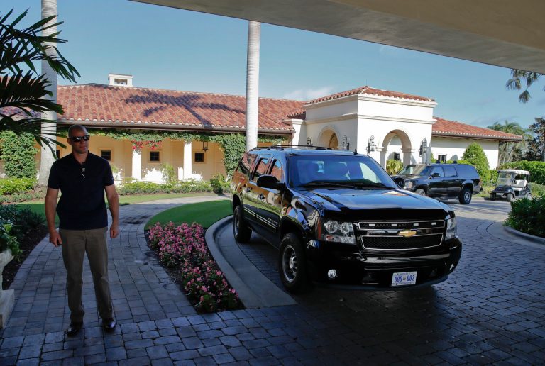 The incident took place as reporters were preparing to be taken from President Trump's Mar-a-Lago resort in Palm Beach, Fla., to a holding lounge at Palm Beach International Airport. (AP Photo/Alex Brandon, File)