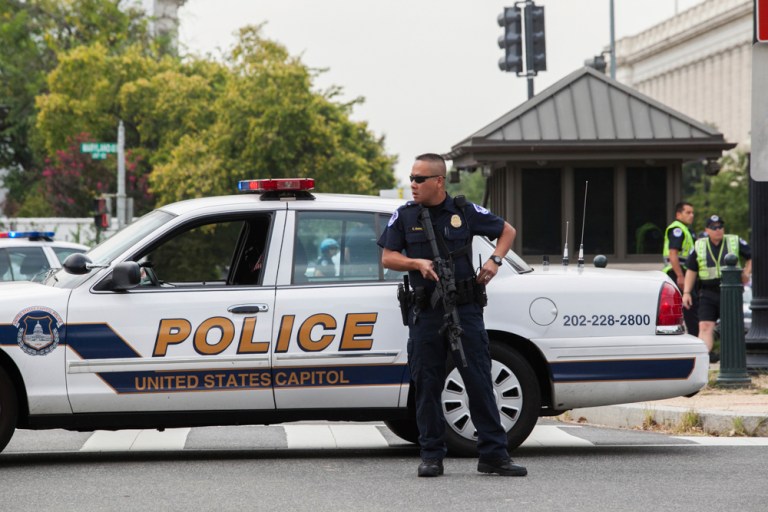 The White House on Thursday said that President Obama had been briefed after witnesses reported hearing gunshots outside the west side of the Capitol about 2 p.m. Thursday. (Photo: Graeme Jennings/Washington Examiner)