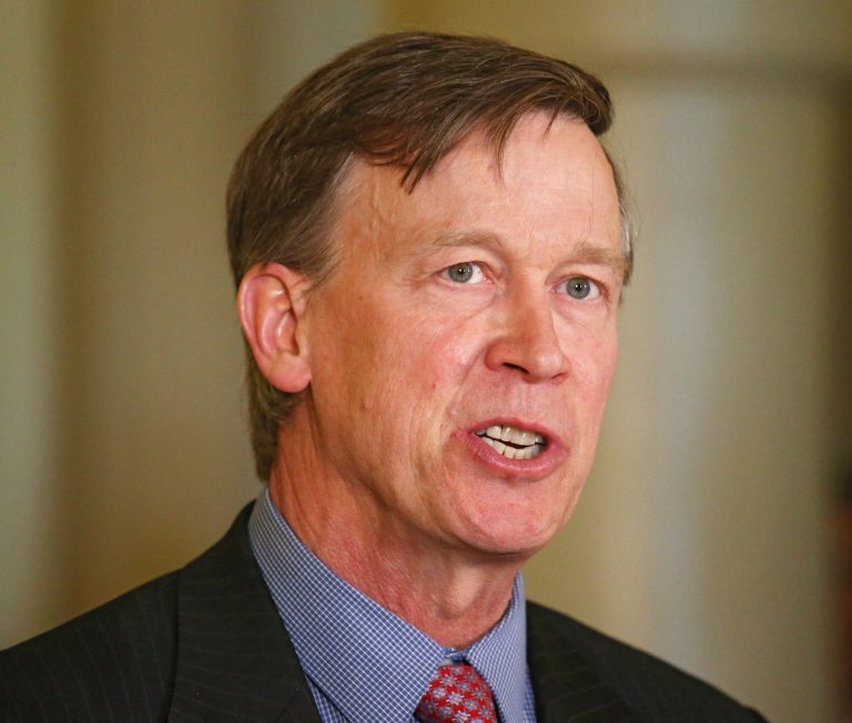 FILE - Colorado Gov. John Hickenlooper speaks at a news conference at the Capitol in Denver in this Wednesday, May 22, 2013 file photo. Hickenlooper Saturday afternoon May 17, 2014 will sign Colorado's 
