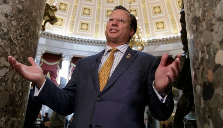 Rep. Dave Brat, R-Va., suggested Thursday that the media played a role in sparking President Trump's recent attacks against Attorney General Jeff Sessions. (AP Photo/J. Scott Applewhite)