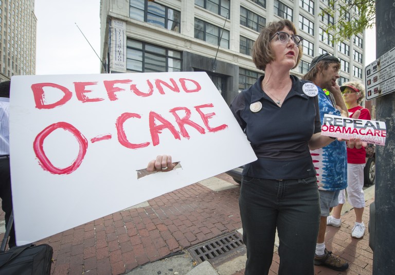 House Republican leadership will attempt to sell House Republicans on a new plan to avoid a government shutdown Wednesday, and it includes a partial defunding of Obamacare. (AP Photo/The Indianapolis Star, Doug McSchooler)