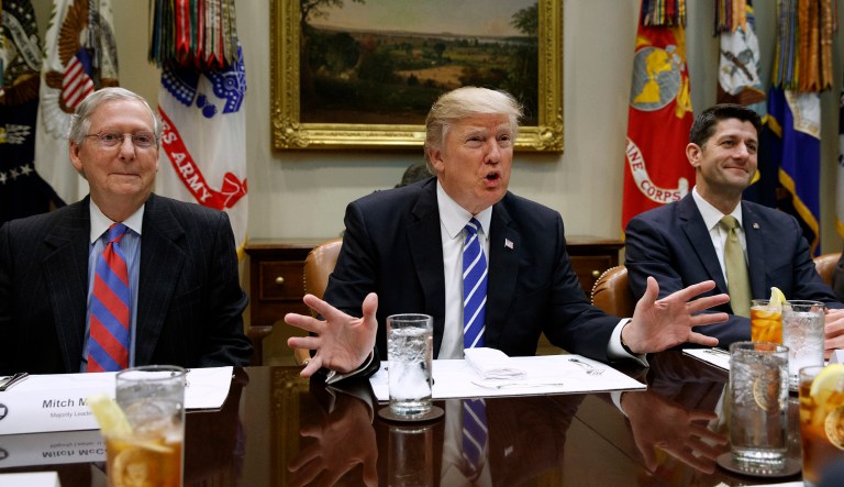 President Trump, House Speaker Paul Ryan and Senate Majority Leader Mitch McConnell are not going to replace the American healthcare system with a free market. (AP Photo/Evan Vucci, File)