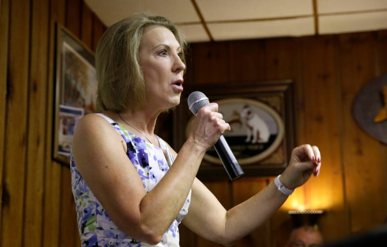 Republican presidential candidate Carly Fiorina speaks to local residents during a meet and greet in Marshalltown, Iowa. (AP Photo/Charlie Neibergall)