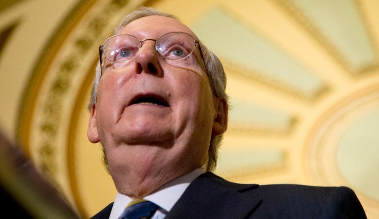Senate Majority Leader Mitch McConnell, R-Ky., told reporters Tuesday the chamber will vote on a 2015 Senate-passed bill that would repeal most of Obamacare after a two-year delay. (AP Photo/Manuel Balce Ceneta, File)