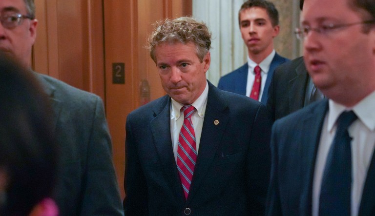 Sen. Rand Paul suffered approximately six broken ribs and lacerations to his lungs earlier this month after his neighbor, a registered Democrat, assaulted him on his property in the Bluegrass State. (AP Photo/Pablo Martinez Monsivais)