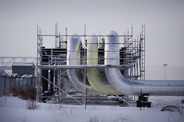 The Hardisty tank farm, which includes the TransCanada Corp. Hardisty Terminal 1, stands in Hardisty, Alberta, Canada, on Saturday, Dec. 7, 2013. (Brett Gundlock/Bloomberg via Getty images)