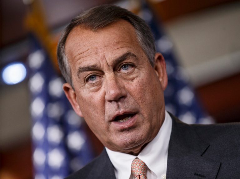   House Speaker John Boehner of Ohio, speaks during news conference on Capitol Hill in Washington, Thursday, Sept. 12, 2013, after meeting with congressional leaders of both parties to discuss the budget. Boehner said he will insist on curbing spending in a fight over the debt limit. (AP Photo/J. Scott Applewhite)  