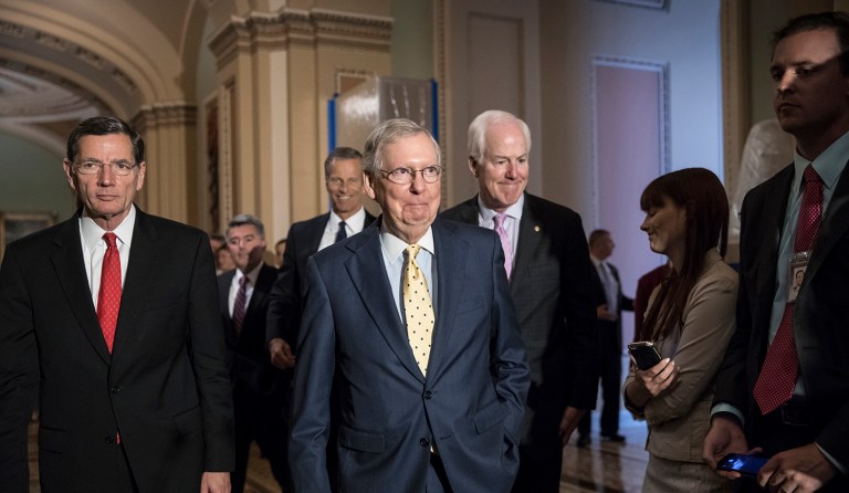 McConnell has some money to work with and we should expect him to throw some around to help assauge the concerns of centrists. (AP Photo/J. Scott Applewhite)