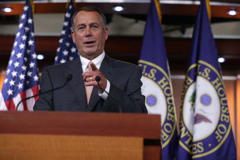 WASHINGTON, DC - SEPTEMBER 12:   U.S. Speaker of the House Rep. John Boehner (R-OH) speaks to members of the press during a news conference September 12, 2013 on Capitol Hill in Washington, DC. Boehner held the news conference to discuss House Republican agendas.  (Photo by Alex Wong/Getty Images)