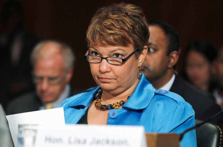 In this June 15, 2011 file photo, former Environmental Protection Agency Administrator Lisa Jackson testifies on Capitol Hill in Washington.ÃÂ A conservative think tank filed a lawsuit Thursday to stop the Environmental Protection Agency from destroying text messages sent and received by Jackson and her successor, Gina McCarthy, to avoid publicly releasing them in response to Freedom of Information Act requests.ÃÂ (AP Photo/Charles Dharapak, File)