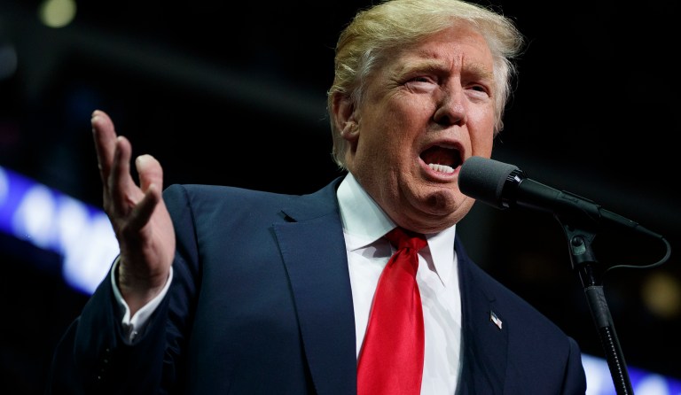 Fifty-five percent of voters believe Trump isn't following through on his major campaign promises, an increase from his 100-day mark in April, when 41 percent said the president wasn't delivering. (AP Photo/ Evan Vucci)