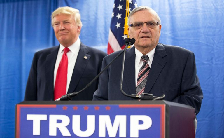 President Trump pardoned former Arizona sheriff Joe Arpaio Friday. (AP Photo/Mary Altaffe)